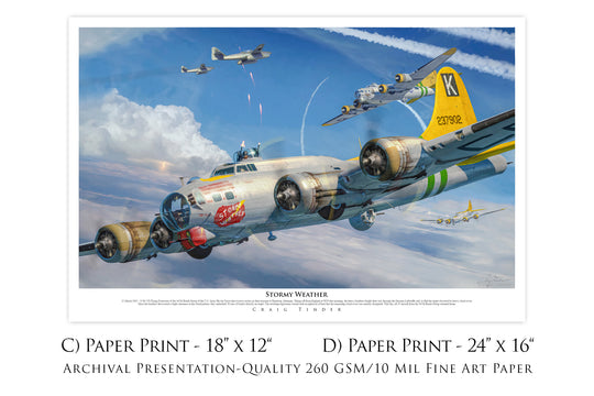 Stormy Weather - B-17G Flying Fortress Aviation Art-Art Print-Aces In Action: The Workshop of Artist Craig Tinder