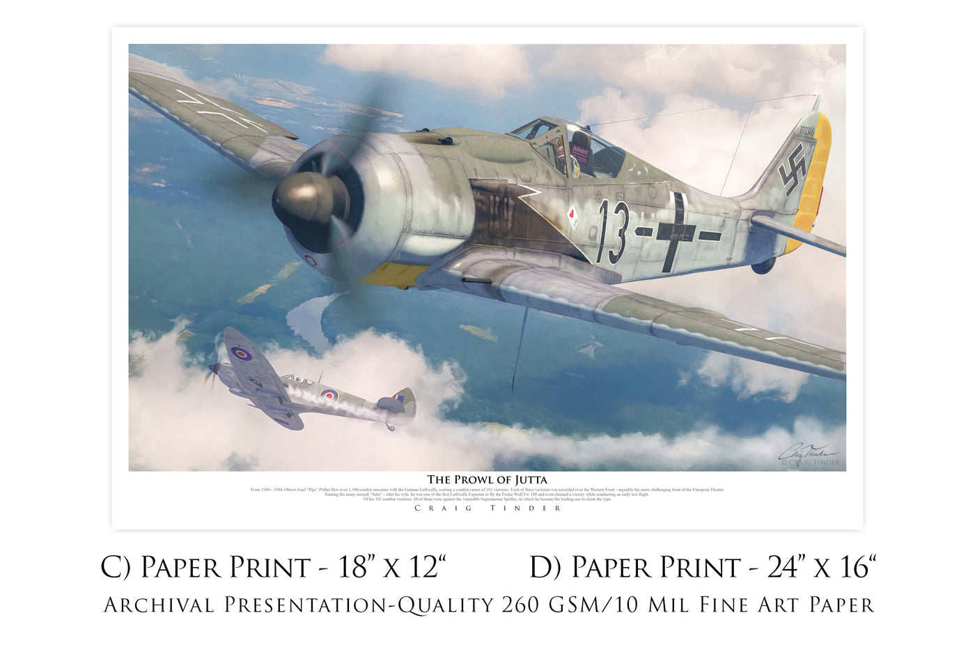 The Prowl of Jutta - Focke-Wulf FW 190 Aviation Art-Art Print-Aces In Action: The Workshop of Artist Craig Tinder