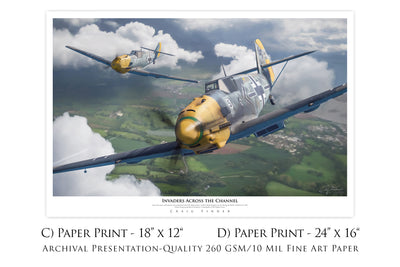 Invaders Across the Channel - Messerschmitt Bf 109 Aviation Art-Art Print-Aces In Action: The Workshop of Artist Craig Tinder