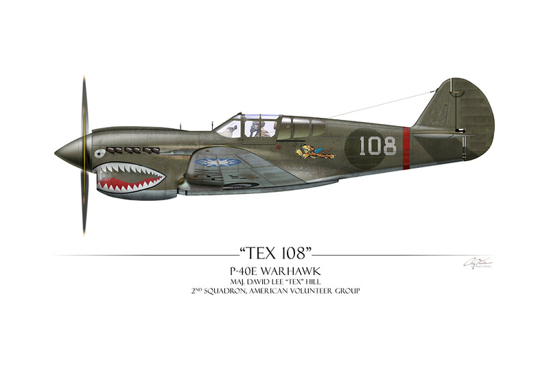 "Tex Hill 108 P-40E Warhawk" - Art Print by Craig Tinder - Aces In Action