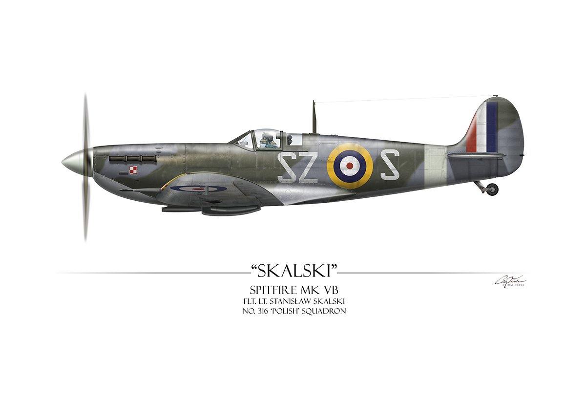"Polish Spitfire Mk V" - Art Print by Craig Tinder - Aces In Action
